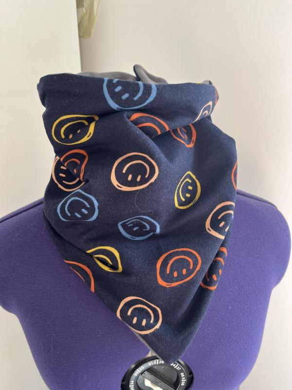 snood smiley bleu