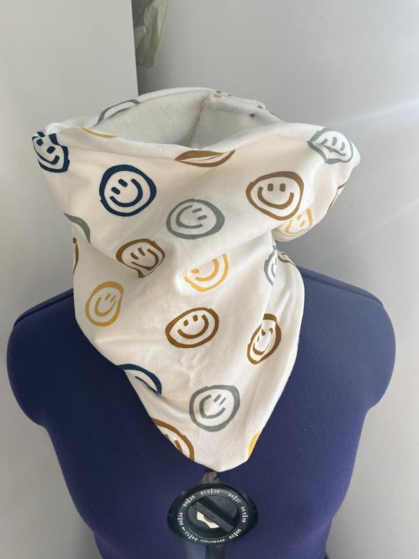 snood smiley blanc